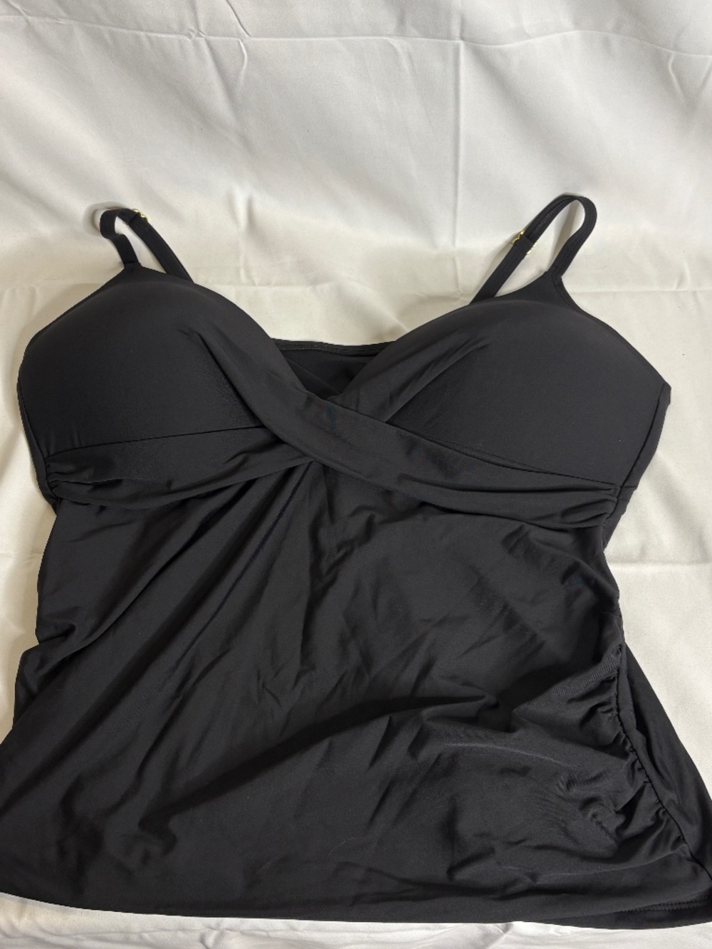 Freshwater Black Twist Tankini Push Up Molded Cups Swimwear Top 2X